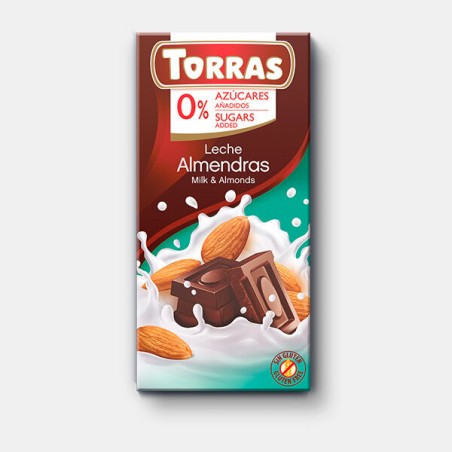 Torras Chocolate con Leche y Almendras Sin Azúcar 75g