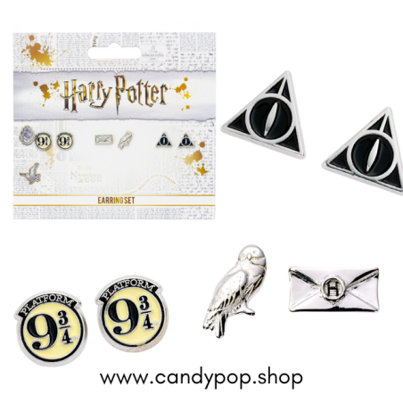 Set 3 Pendientes Harry Potter Reliquias