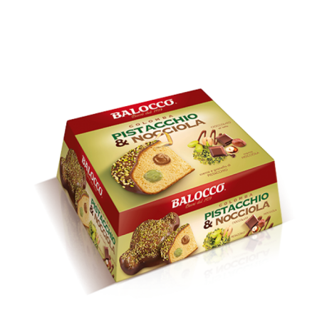 Balocco Pandoro Maxiciok Pistacho y Chocoavellana 800g