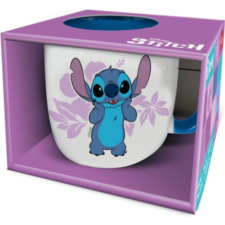 Taza Desayuno Stitch Flores 380ml