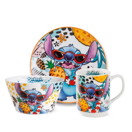 Set Plato de Postre + Taza + Bowl Stich